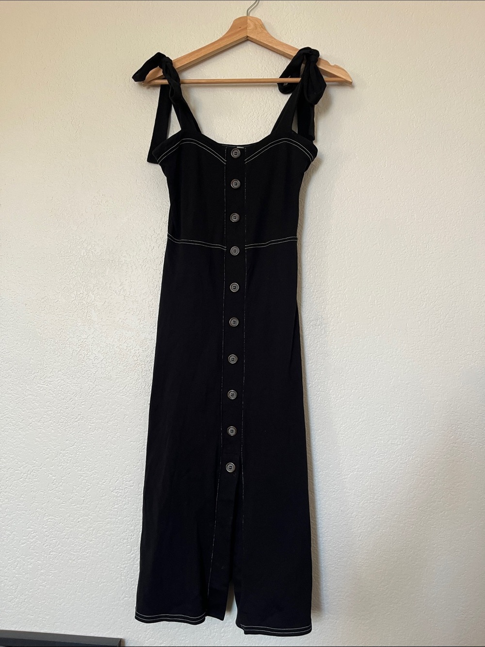 ASOS Black Tie-Shoulder Button-Front Sundress